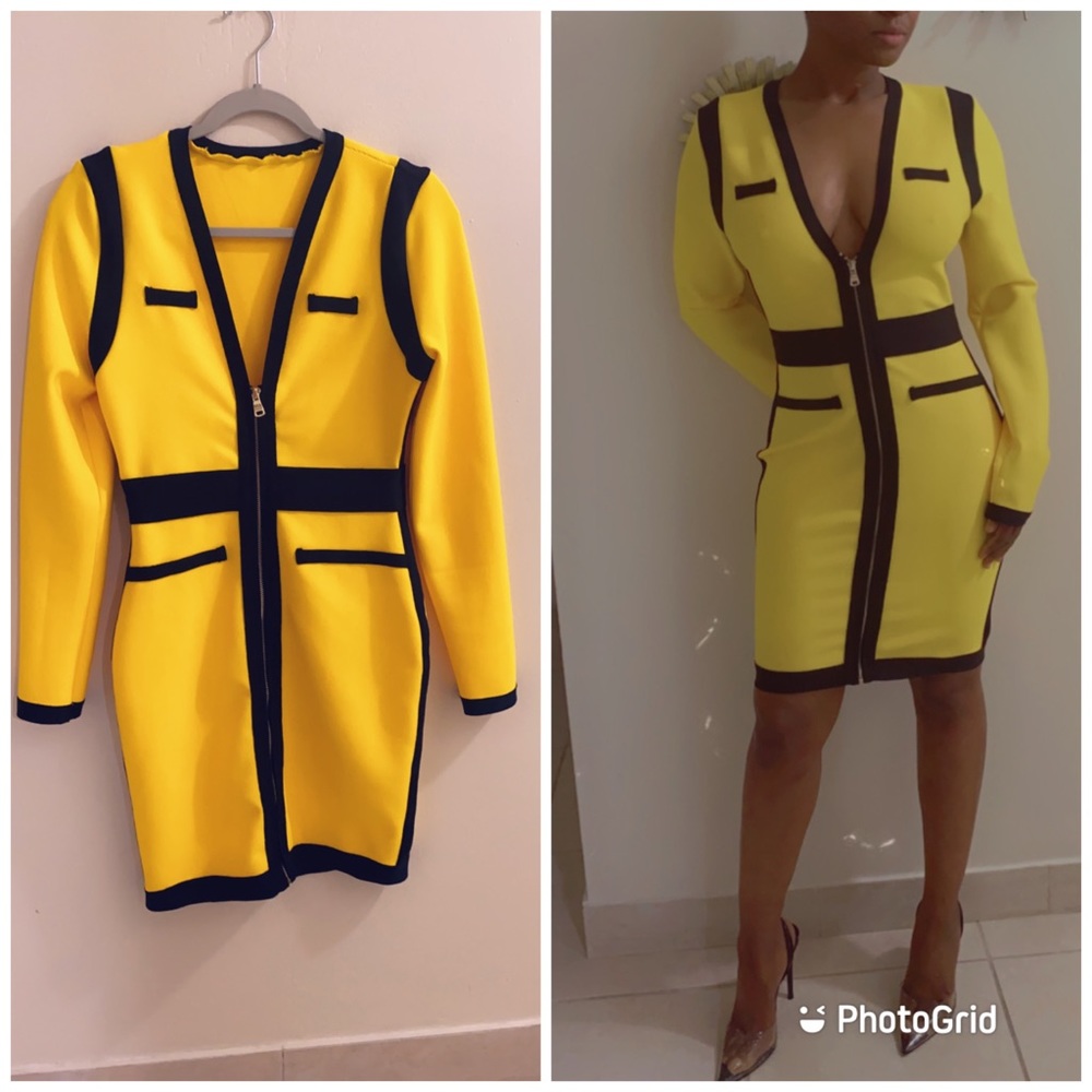 Yellow and black evening dress!